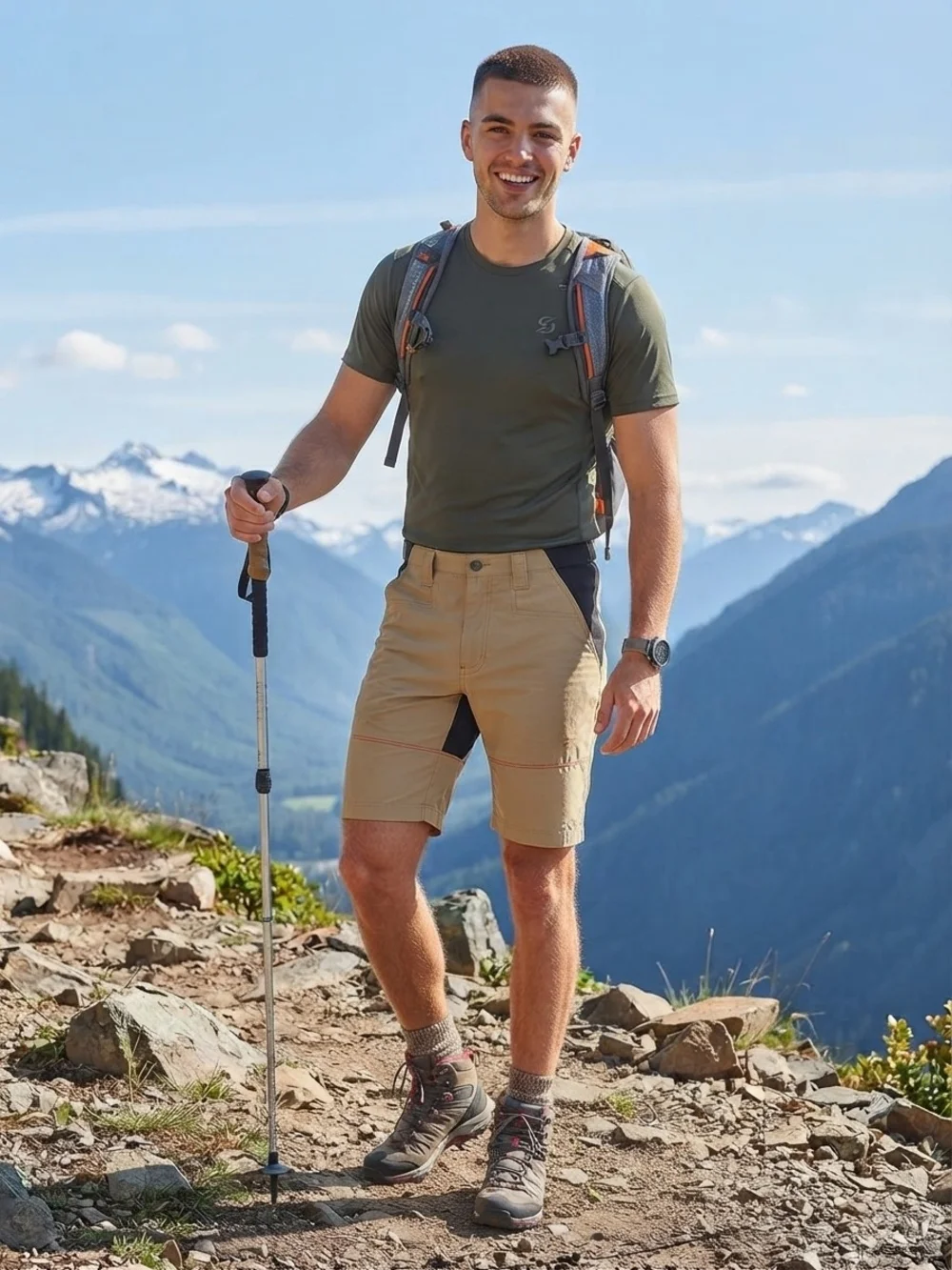 The North Face Men's Tan Hybrid Trail Shorts